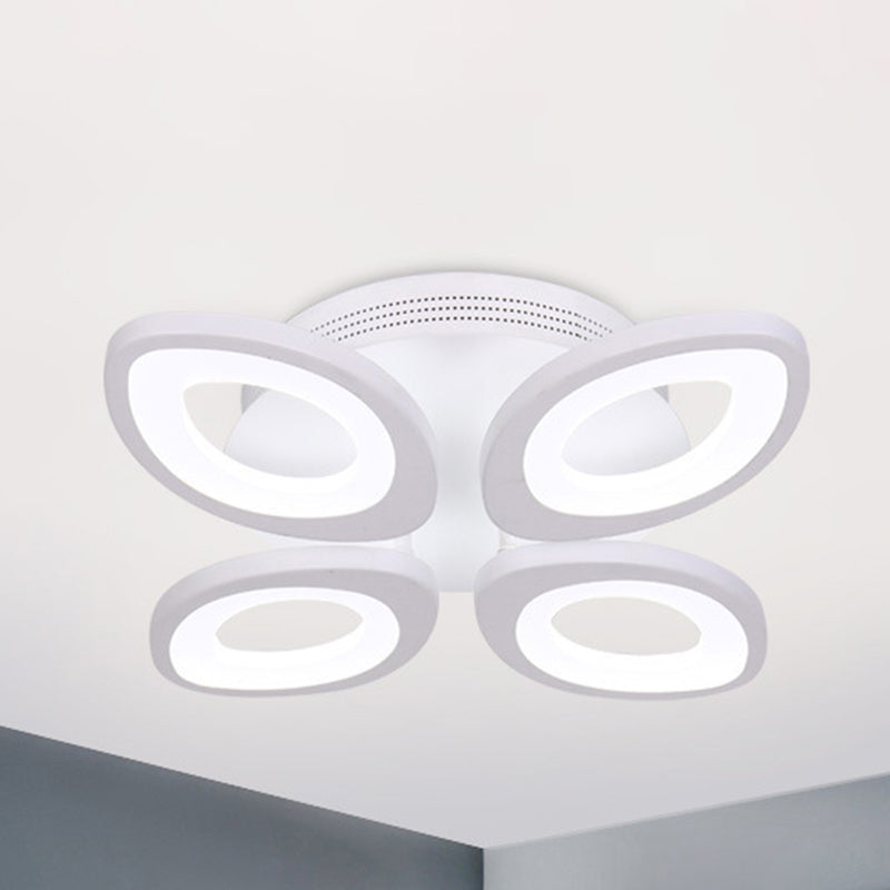 Modern 4/5/8 Lights LED Flush Mount Light with Acrylic Shade White Leaf Ceiling Lighting in Warm/White/Natural Light Clearhalo 'Ceiling Lights' 'Close To Ceiling Lights' 'Close to ceiling' 'Semi-flushmount' Lighting' 242126