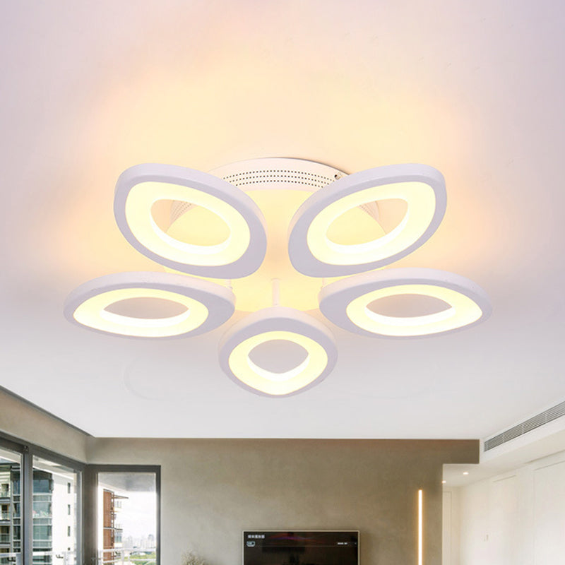 Modern 4/5/8 Lights LED Flush Mount Light with Acrylic Shade White Leaf Ceiling Lighting in Warm/White/Natural Light Clearhalo 'Ceiling Lights' 'Close To Ceiling Lights' 'Close to ceiling' 'Semi-flushmount' Lighting' 242128