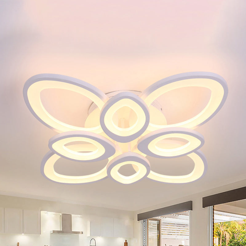 Modern 4/5/8 Lights LED Flush Mount Light with Acrylic Shade White Leaf Ceiling Lighting in Warm/White/Natural Light Clearhalo 'Ceiling Lights' 'Close To Ceiling Lights' 'Close to ceiling' 'Semi-flushmount' Lighting' 242130