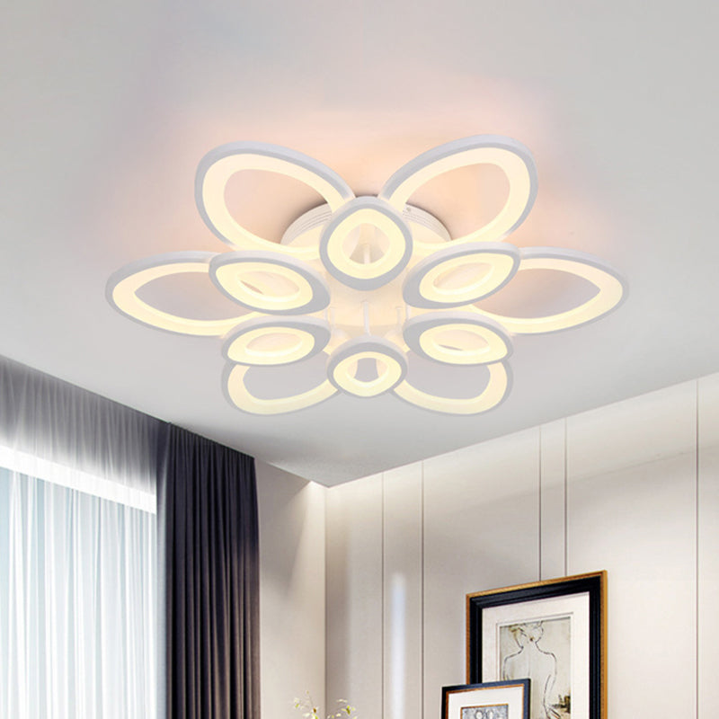 Modern 4/5/8 Lights LED Flush Mount Light with Acrylic Shade White Leaf Ceiling Lighting in Warm/White/Natural Light Clearhalo 'Ceiling Lights' 'Close To Ceiling Lights' 'Close to ceiling' 'Semi-flushmount' Lighting' 242132