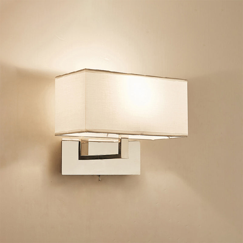 White Rectangle Wall Sconce Lighting Modernism Fabric LED Wall Mount Light for Bedroom Clearhalo 'Modern wall lights' 'Modern' 'Wall Lamps & Sconces' 'Wall Lights' Lighting' 242137