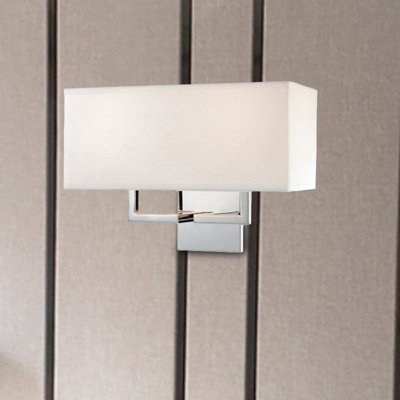 Modernism LED Wall Sconce with Fabric Shade Chrome Rectangular Wall Mount Light Fixture Chrome Clearhalo 'Modern wall lights' 'Modern' 'Wall Lamps & Sconces' 'Wall Lights' Lighting' 242138