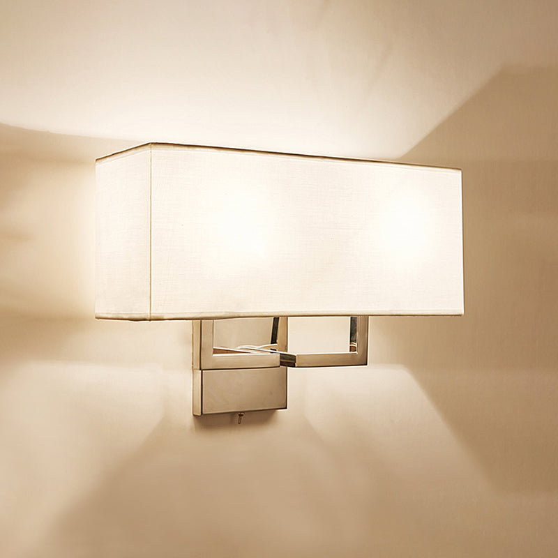 Modernism LED Wall Sconce with Fabric Shade Chrome Rectangular Wall Mount Light Fixture Clearhalo 'Modern wall lights' 'Modern' 'Wall Lamps & Sconces' 'Wall Lights' Lighting' 242139