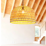 Brown/Wood Dome Shade Hanging Light Modern Style 13"/21" Dia 1 Light Bamboo Pendant Lamp for Restaurant Clearhalo 'Ceiling Lights' 'Pendant Lights' 'Pendants' Lighting' 242141