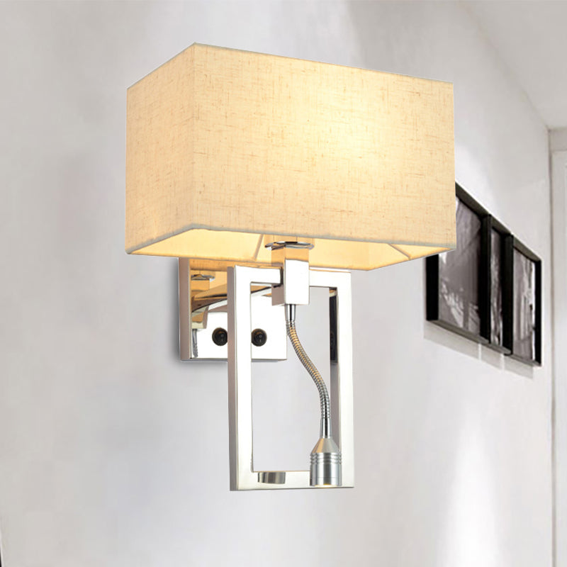 Contemporary Rectangle Wall Mount Light Fabric 1 Light Wall Sconce Lighting in White with Spotlight White Clearhalo 'Modern wall lights' 'Modern' 'Wall Lamps & Sconces' 'Wall Lights' Lighting' 242145