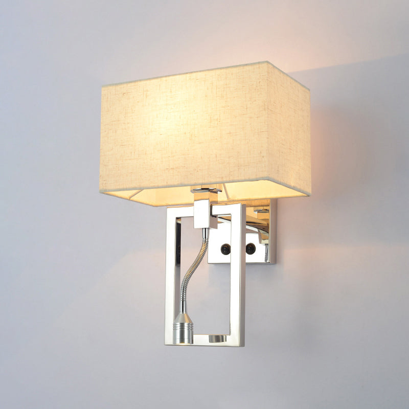 Contemporary Rectangle Wall Mount Light Fabric 1 Light Wall Sconce Lighting in White with Spotlight Clearhalo 'Modern wall lights' 'Modern' 'Wall Lamps & Sconces' 'Wall Lights' Lighting' 242146