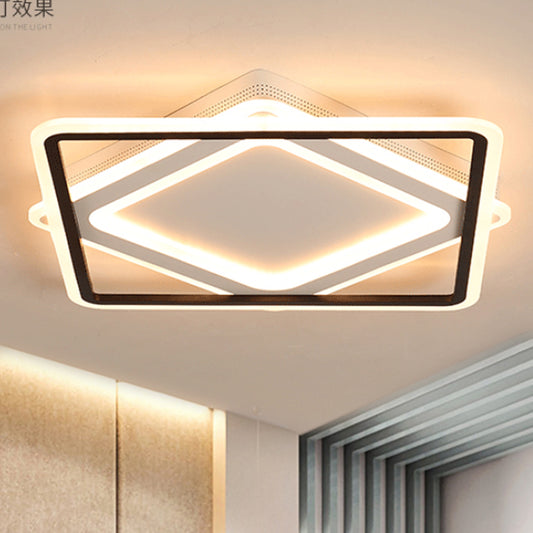 Square Metal Flush Mounted Lighting Modern LED White Ceiling Light Fixture in White/Warm Light, 16.5"/19.5"/23.5" Wide White Clearhalo 'Ceiling Lights' 'Close To Ceiling Lights' 'Close to ceiling' 'Flush mount' Lighting' 242149