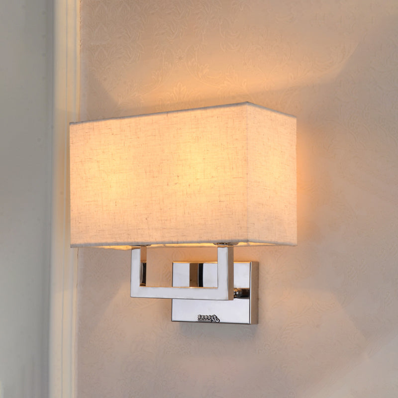 Rectangular Wall Sconce Lighting Modernism Fabric LED Wall Mount Light in Beige for Bedside Beige Clearhalo 'Modern wall lights' 'Modern' 'Wall Lamps & Sconces' 'Wall Lights' Lighting' 242153