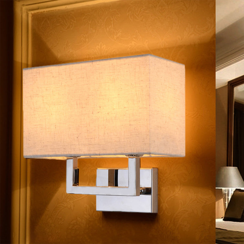 Rectangular Wall Sconce Lighting Modernism Fabric LED Wall Mount Light in Beige for Bedside Clearhalo 'Modern wall lights' 'Modern' 'Wall Lamps & Sconces' 'Wall Lights' Lighting' 242154