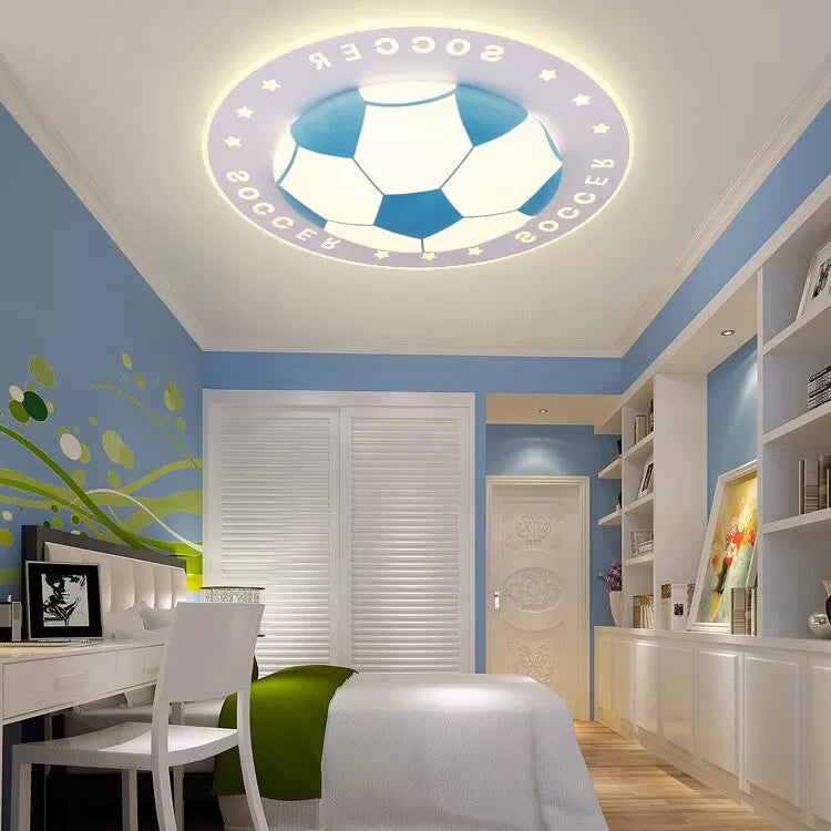 Acrylic Flat Football Flush Ceiling Light Study Room Kitchen Sport Stylish Ceiling Fixture Blue Clearhalo 'Ceiling Lights' 'Close To Ceiling Lights' 'Close to ceiling' 'Flush mount' Lighting' 24216