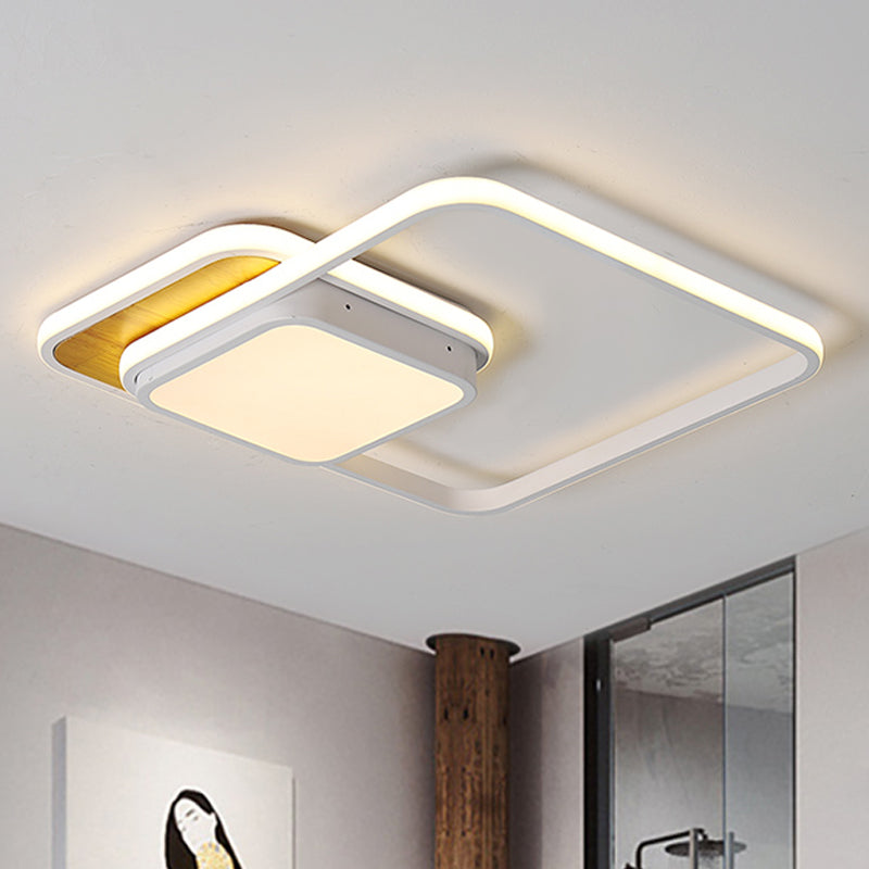 Black/White Geometrical Ceiling Lighting Modern LED Metal Flush Lamp in White/Warm Light, 18"/21.5" Wide Clearhalo 'Ceiling Lights' 'Close To Ceiling Lights' 'Close to ceiling' 'Flush mount' Lighting' 242181