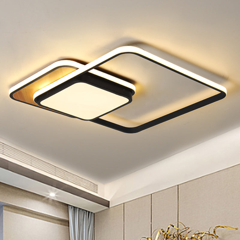 Black/White Geometrical Ceiling Lighting Modern LED Metal Flush Lamp in White/Warm Light, 18"/21.5" Wide Clearhalo 'Ceiling Lights' 'Close To Ceiling Lights' 'Close to ceiling' 'Flush mount' Lighting' 242183