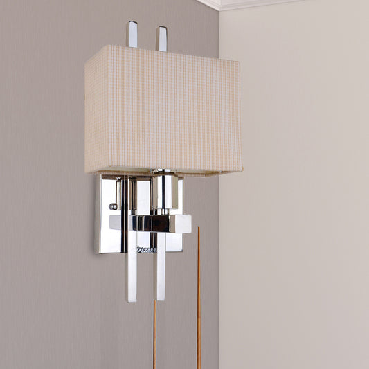 LED Rectangle Wall Mounted Lighting Modernism Fabric Sconce Light in Beige for Bedroom Beige Clearhalo 'Modern wall lights' 'Modern' 'Wall Lamps & Sconces' 'Wall Lights' Lighting' 242185