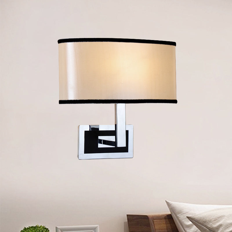 Oval Wall Light Sconce Modernism Fabric LED Sconce Lighting in Chrome for Bedside Chrome Clearhalo 'Modern wall lights' 'Modern' 'Wall Lamps & Sconces' 'Wall Lights' Lighting' 242186