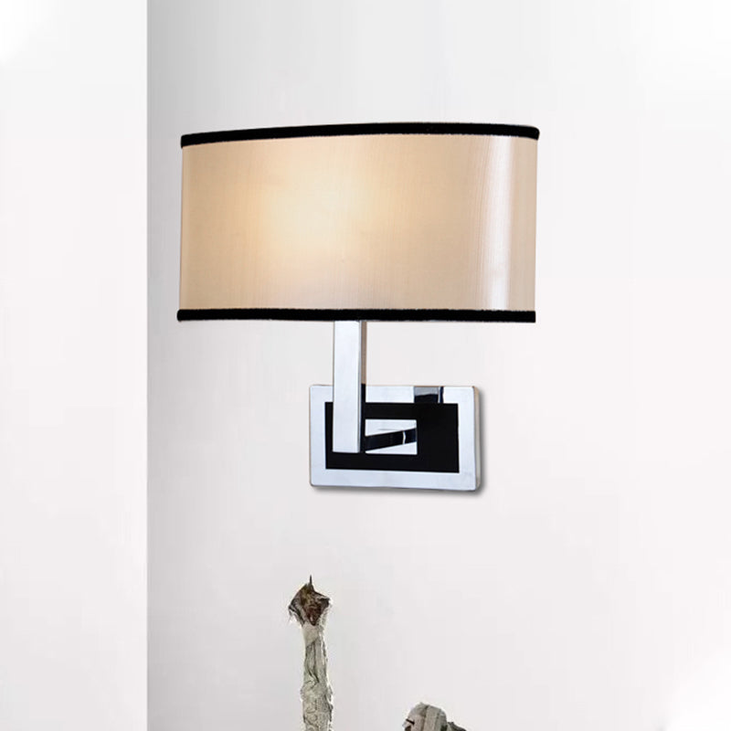 Oval Wall Light Sconce Modernism Fabric LED Sconce Lighting in Chrome for Bedside Clearhalo 'Modern wall lights' 'Modern' 'Wall Lamps & Sconces' 'Wall Lights' Lighting' 242187