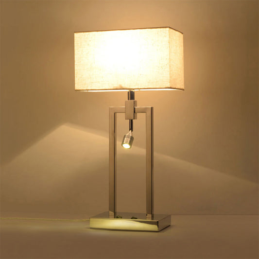 Fabric Rectangle Reading Book Light Contemporary Desk Lamp in Beige with Metal Base Clearhalo 'Lamps' 'Table Lamps' Lighting' 242208