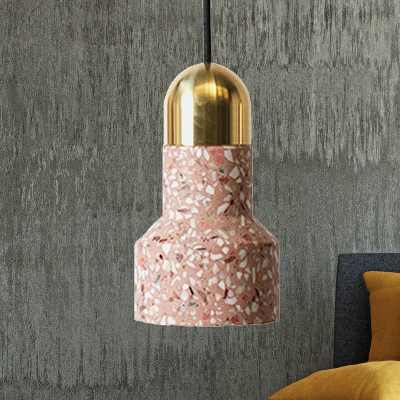 Bell Pendant Lighting in Nordic Style Concrete 1 Light Black/White/Pink Hanging Ceiling Light Pink Clearhalo 'Ceiling Lights' 'Modern Pendants' 'Modern' 'Pendant Lights' 'Pendants' Lighting' 242216