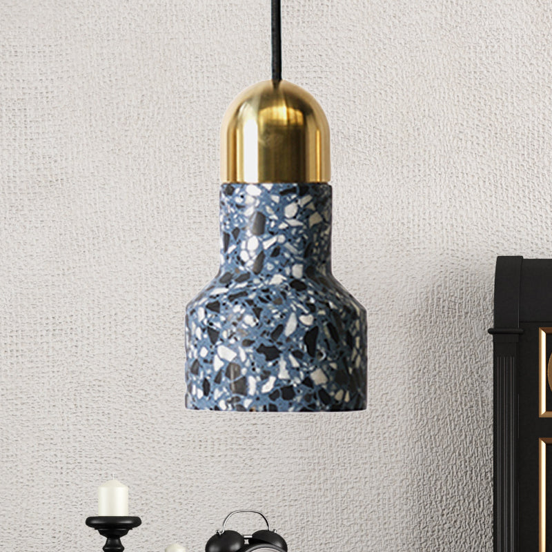 Bell Pendant Lighting in Nordic Style Concrete 1 Light Black/White/Pink Hanging Ceiling Light Blue Clearhalo 'Ceiling Lights' 'Modern Pendants' 'Modern' 'Pendant Lights' 'Pendants' Lighting' 242218