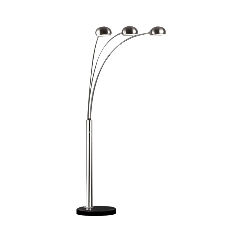 Metal Tree-Like Floor Reading Lamp Contemporary 3-Bulb Silver Standing Light with Semi-Orb Shade Clearhalo 'Floor Lamps' 'Lamps' Lighting' 2422232