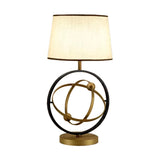 1-Light Bedroom Night Lamp Contemporary Bronze Fabric Table Light with Round Metal Base Clearhalo 'Lamps' 'Table Lamps' Lighting' 2422251