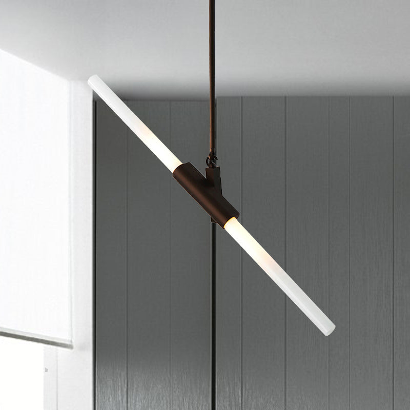 Black Linear Hanging Lighting Modern Simple Style 2 Lights Metal Ceiling Pendant Clearhalo 'Ceiling Lights' 'Modern Pendants' 'Modern' 'Pendant Lights' 'Pendants' Lighting' 242233