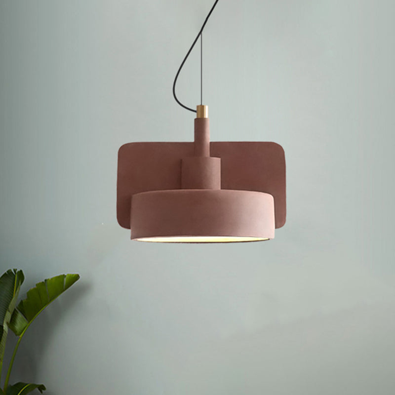 Geometric Ceiling Pendant Light Industrial Cement 1 Light Grey/Beige/Pink Hanging Ceiling Light, 6"/8"/9"W Pink 9" Clearhalo 'Ceiling Lights' 'Modern Pendants' 'Modern' 'Pendant Lights' 'Pendants' Lighting' 242234