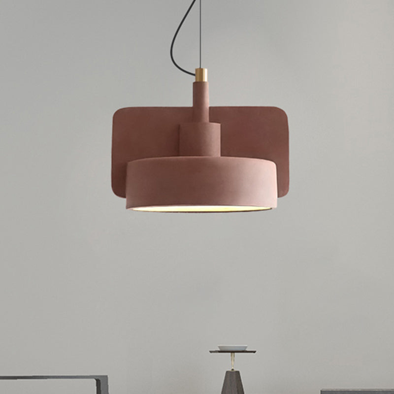 Geometric Ceiling Pendant Light Industrial Cement 1 Light Grey/Beige/Pink Hanging Ceiling Light, 6"/8"/9"W Clearhalo 'Ceiling Lights' 'Modern Pendants' 'Modern' 'Pendant Lights' 'Pendants' Lighting' 242235