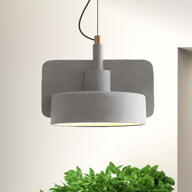 Geometric Ceiling Pendant Light Industrial Cement 1 Light Grey/Beige/Pink Hanging Ceiling Light, 6"/8"/9"W Grey 9" Clearhalo 'Ceiling Lights' 'Modern Pendants' 'Modern' 'Pendant Lights' 'Pendants' Lighting' 242236