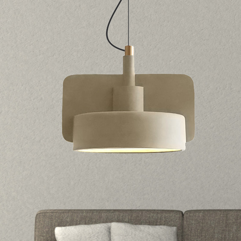 Geometric Ceiling Pendant Light Industrial Cement 1 Light Grey/Beige/Pink Hanging Ceiling Light, 6"/8"/9"W Beige 9" Clearhalo 'Ceiling Lights' 'Modern Pendants' 'Modern' 'Pendant Lights' 'Pendants' Lighting' 242238