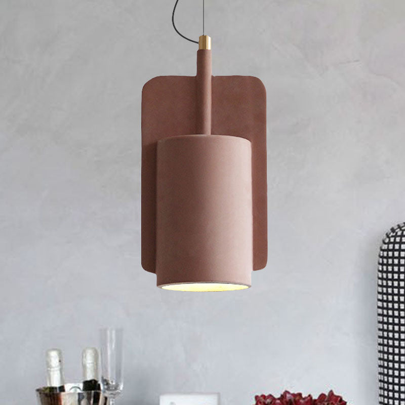 Geometric Ceiling Pendant Light Industrial Cement 1 Light Grey/Beige/Pink Hanging Ceiling Light, 6"/8"/9"W Pink 6" Clearhalo 'Ceiling Lights' 'Modern Pendants' 'Modern' 'Pendant Lights' 'Pendants' Lighting' 242240