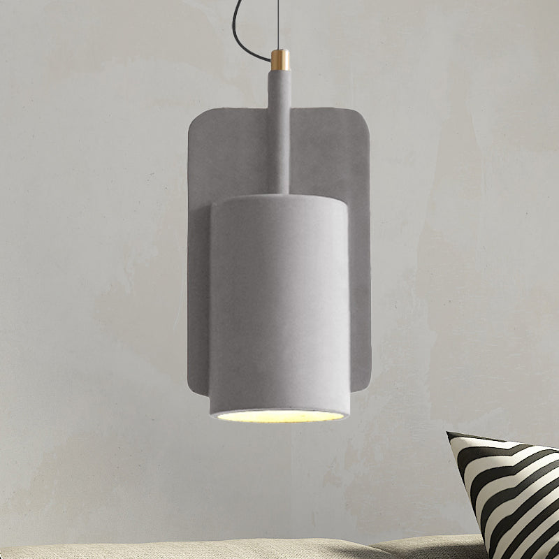 Geometric Ceiling Pendant Light Industrial Cement 1 Light Grey/Beige/Pink Hanging Ceiling Light, 6"/8"/9"W Grey 6" Clearhalo 'Ceiling Lights' 'Modern Pendants' 'Modern' 'Pendant Lights' 'Pendants' Lighting' 242242