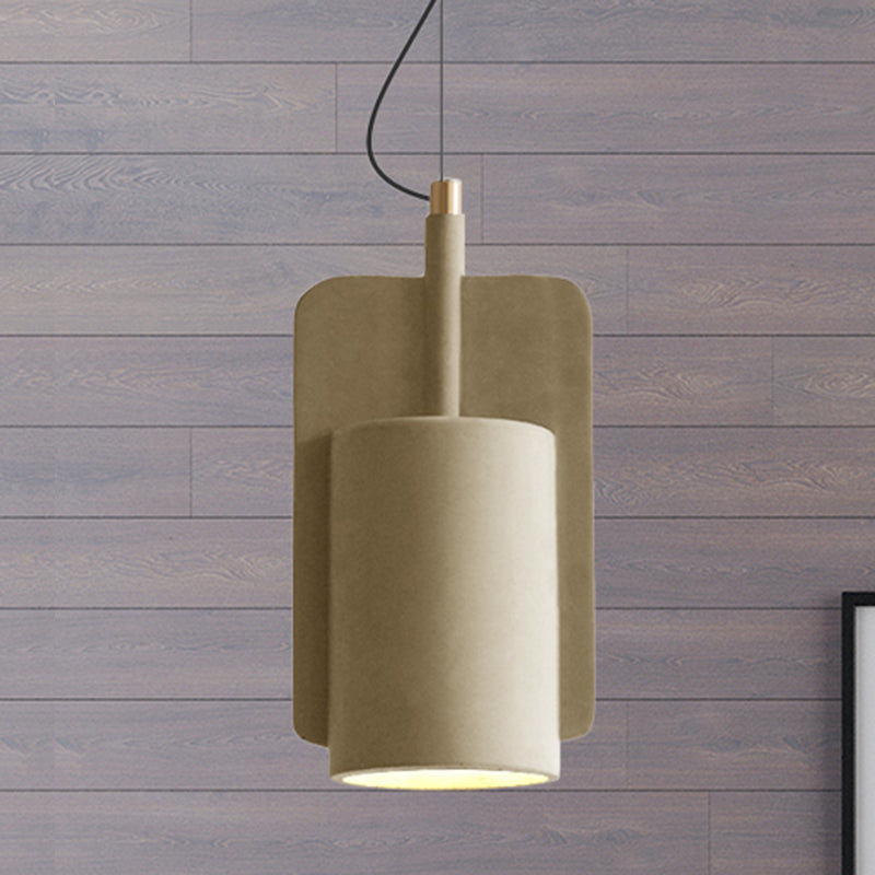 Geometric Ceiling Pendant Light Industrial Cement 1 Light Grey/Beige/Pink Hanging Ceiling Light, 6"/8"/9"W Beige 6" Clearhalo 'Ceiling Lights' 'Modern Pendants' 'Modern' 'Pendant Lights' 'Pendants' Lighting' 242244