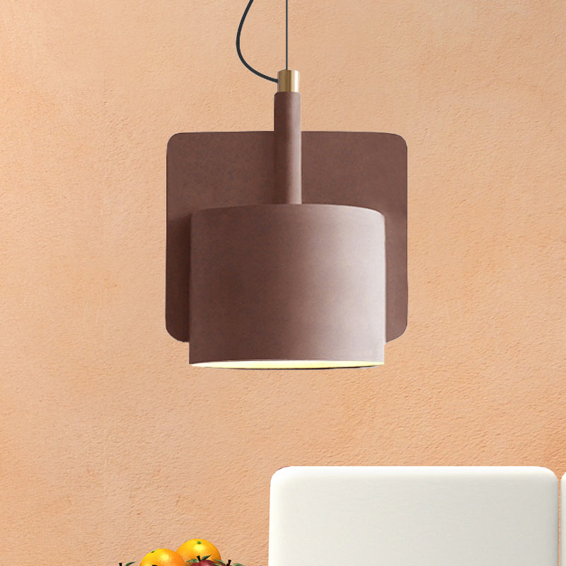 Geometric Ceiling Pendant Light Industrial Cement 1 Light Grey/Beige/Pink Hanging Ceiling Light, 6"/8"/9"W Clearhalo 'Ceiling Lights' 'Modern Pendants' 'Modern' 'Pendant Lights' 'Pendants' Lighting' 242247