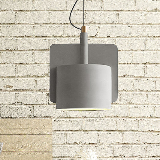 Geometric Ceiling Pendant Light Industrial Cement 1 Light Grey/Beige/Pink Hanging Ceiling Light, 6"/8"/9"W Grey 8" Clearhalo 'Ceiling Lights' 'Modern Pendants' 'Modern' 'Pendant Lights' 'Pendants' Lighting' 242248