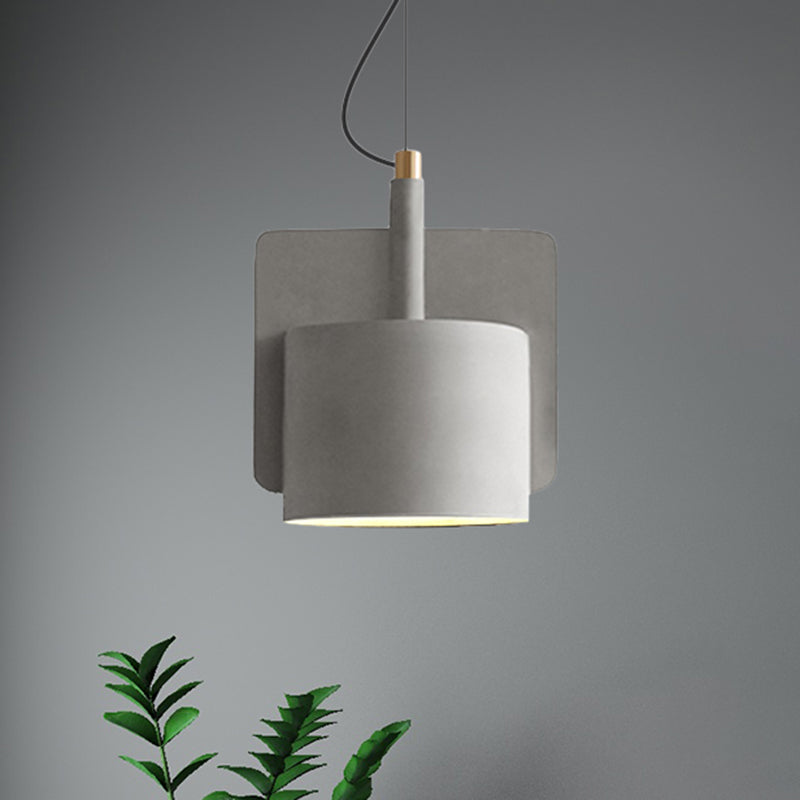 Geometric Ceiling Pendant Light Industrial Cement 1 Light Grey/Beige/Pink Hanging Ceiling Light, 6"/8"/9"W Clearhalo 'Ceiling Lights' 'Modern Pendants' 'Modern' 'Pendant Lights' 'Pendants' Lighting' 242249