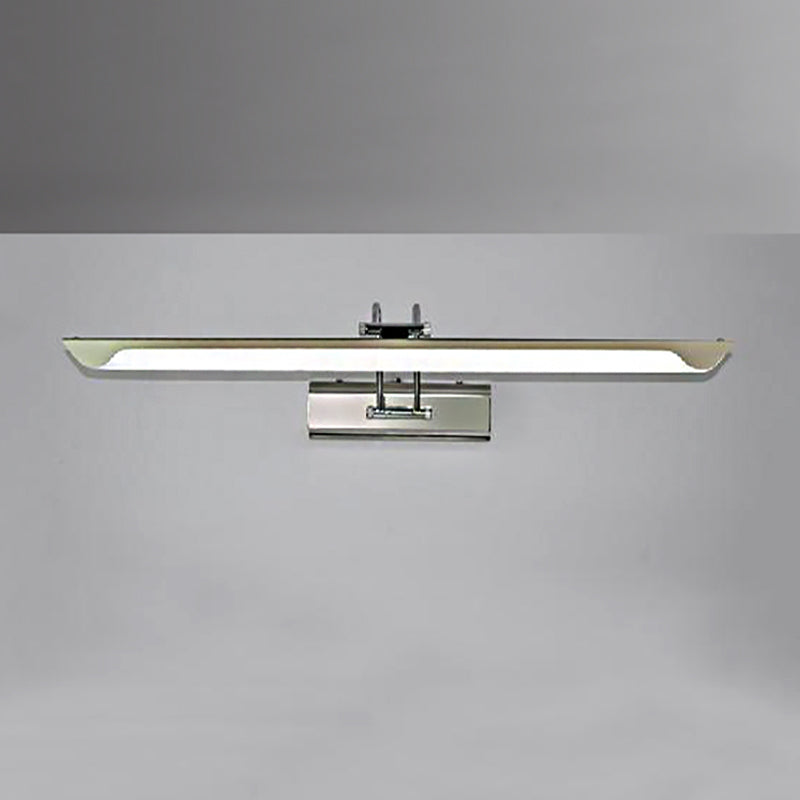 Silver Finish Linear Wall Mount Lamp Modern Style 16"/23.5" Width LED Stainless Steel Vanity Lamp for Bedroom Clearhalo 'Modern wall lights' 'Modern' 'Vanity Lights' 'Wall Lights' Lighting' 242264