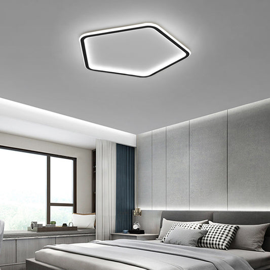 Minimalist Pentagon Ultrathin Ceiling Light Aluminum Bedroom LED Flush Mount Light in Black Clearhalo 'Ceiling Lights' 'Close To Ceiling Lights' 'Close to ceiling' 'Flush mount' Lighting' 2422737