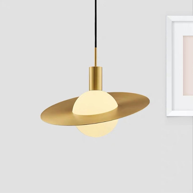 Gold Global Suspension Pendant Contemporary 1 Light White Glass Hanging Light Fixture with Ring Clearhalo 'Ceiling Lights' 'Modern Pendants' 'Modern' 'Pendant Lights' 'Pendants' Lighting' 242275