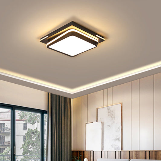 Quad Shaped Ceiling Flush Light Fixture Modern Acrylic Living Room Flush Mount in Black Black 20.5" Clearhalo 'Ceiling Lights' 'Close To Ceiling Lights' 'Close to ceiling' 'Flush mount' Lighting' 2422766