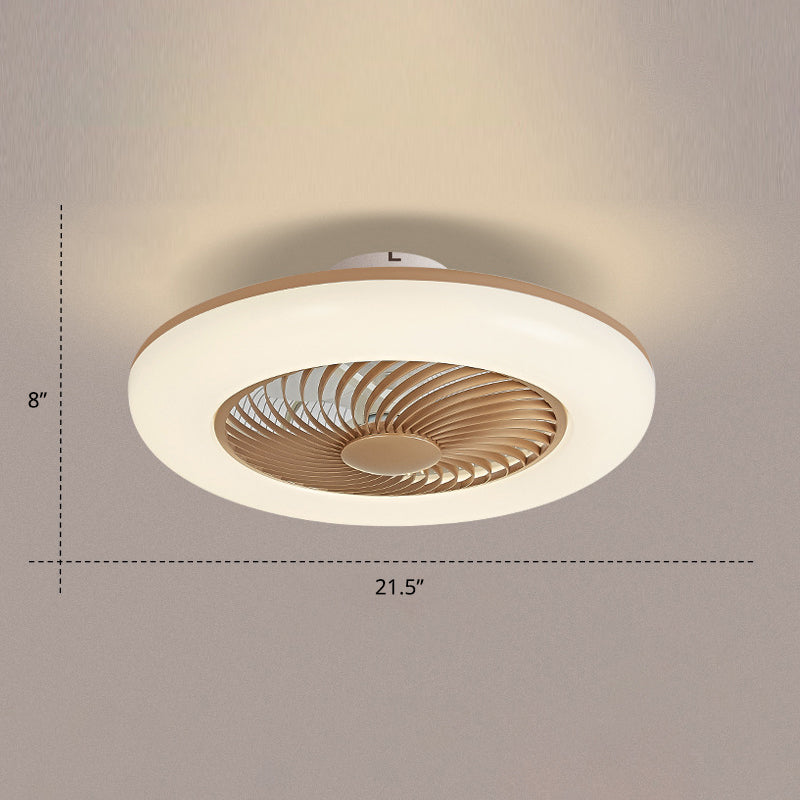 Remote Control Round Semi Flush Ceiling Light Simplicity Acrylic Bedroom LED Hanging Fan Light, 21.5" W Gold Remote Clearhalo 'Ceiling Fans with Lights' 'Ceiling Fans' 'Modern Ceiling Fans' 'Modern' Lighting' 2422803