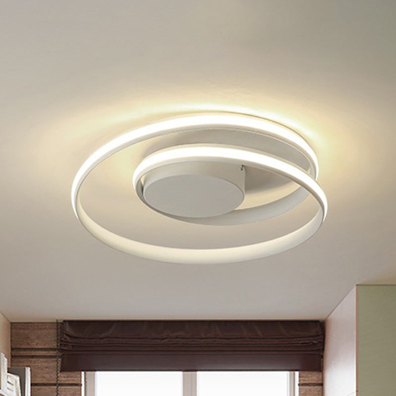 Loop Ceiling Lamp Simple Acrylic LED Black/White 18"/23.5" Wide Flush Light Fixture in Warm/White Light White White Clearhalo 'Ceiling Lights' 'Close To Ceiling Lights' 'Close to ceiling' 'Semi-flushmount' Lighting' 242282