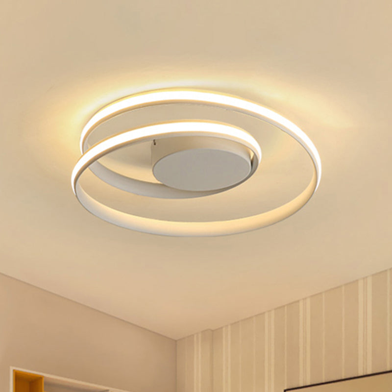 Loop Ceiling Lamp Simple Acrylic LED Black/White 18"/23.5" Wide Flush Light Fixture in Warm/White Light Clearhalo 'Ceiling Lights' 'Close To Ceiling Lights' 'Close to ceiling' 'Semi-flushmount' Lighting' 242283