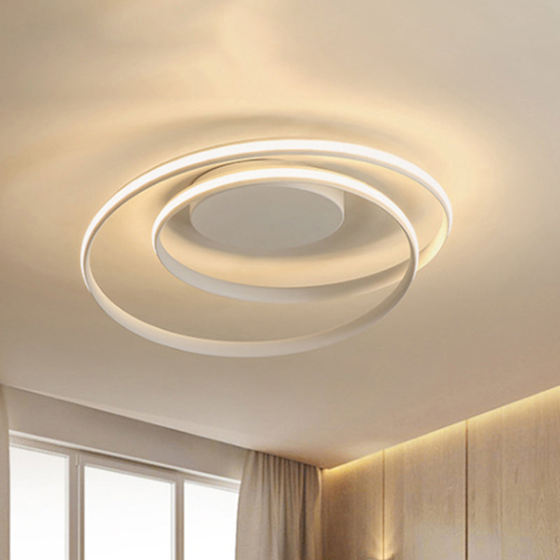 Loop Ceiling Lamp Simple Acrylic LED Black/White 18"/23.5" Wide Flush Light Fixture in Warm/White Light White Warm Clearhalo 'Ceiling Lights' 'Close To Ceiling Lights' 'Close to ceiling' 'Semi-flushmount' Lighting' 242284