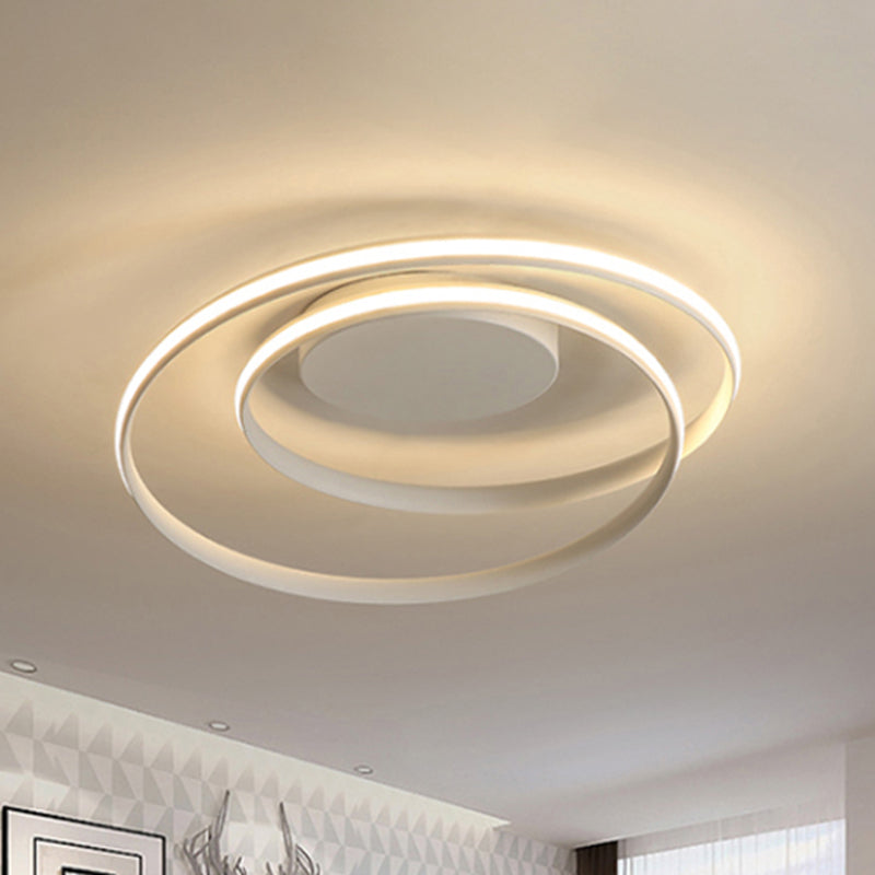 Loop Ceiling Lamp Simple Acrylic LED Black/White 18"/23.5" Wide Flush Light Fixture in Warm/White Light Clearhalo 'Ceiling Lights' 'Close To Ceiling Lights' 'Close to ceiling' 'Semi-flushmount' Lighting' 242285