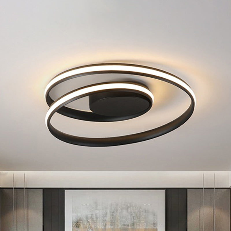 Loop Ceiling Lamp Simple Acrylic LED Black/White 18"/23.5" Wide Flush Light Fixture in Warm/White Light Black White Clearhalo 'Ceiling Lights' 'Close To Ceiling Lights' 'Close to ceiling' 'Semi-flushmount' Lighting' 242286