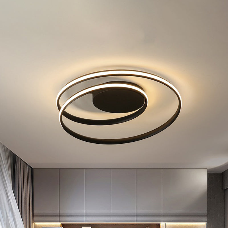 Loop Ceiling Lamp Simple Acrylic LED Black/White 18"/23.5" Wide Flush Light Fixture in Warm/White Light Clearhalo 'Ceiling Lights' 'Close To Ceiling Lights' 'Close to ceiling' 'Semi-flushmount' Lighting' 242287