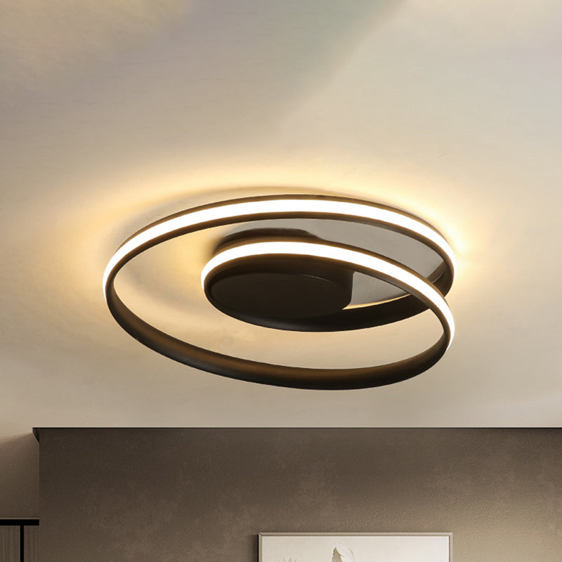 Loop Ceiling Lamp Simple Acrylic LED Black/White 18"/23.5" Wide Flush Light Fixture in Warm/White Light Clearhalo 'Ceiling Lights' 'Close To Ceiling Lights' 'Close to ceiling' 'Semi-flushmount' Lighting' 242289