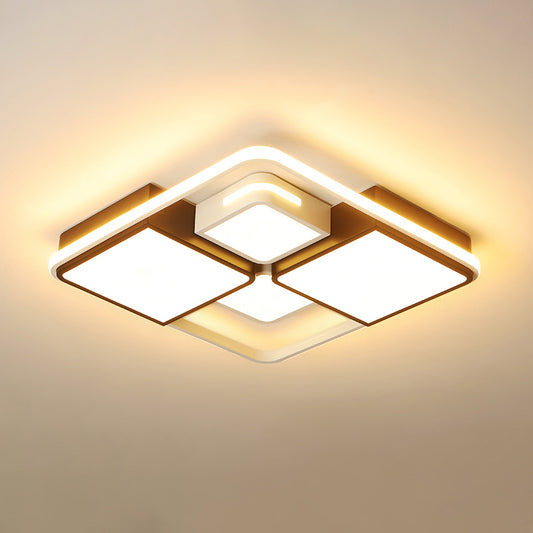 Quadrilateral Living Room Ceiling Light Acrylic Contemporary LED Flush Mount in Black-White White 19.5" Warm Clearhalo 'Ceiling Lights' 'Close To Ceiling Lights' 'Close to ceiling' 'Flush mount' Lighting' 2422931