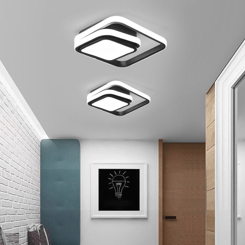 Aluminum Square Led Flush Mount Ceiling Fixture Modern Black Finish Flush Light for Foyer Clearhalo 'Ceiling Lights' 'Close To Ceiling Lights' 'Close to ceiling' 'Flush mount' Lighting' 2422976