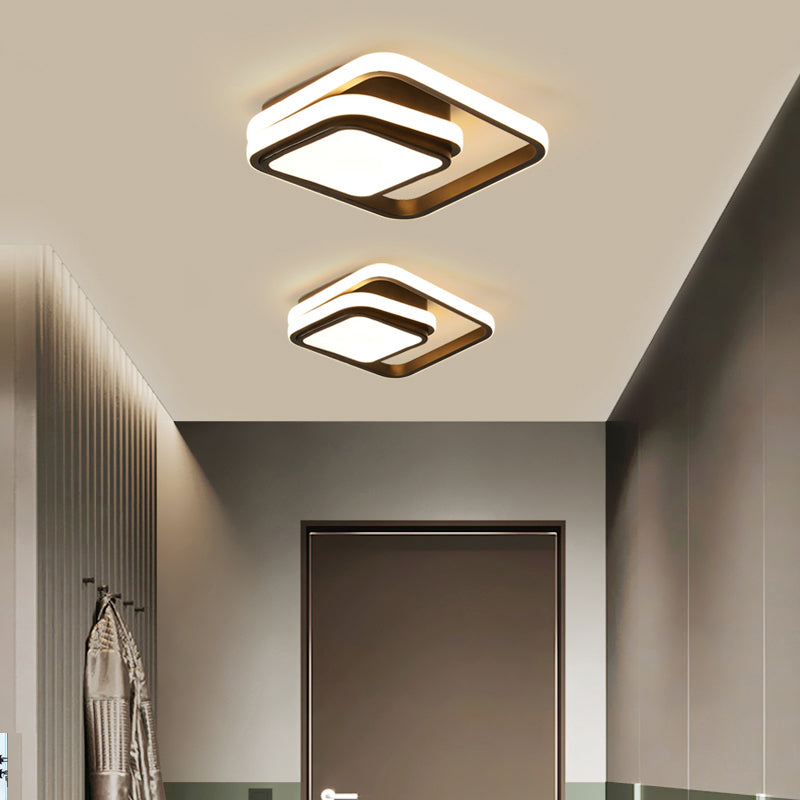 Aluminum Square Led Flush Mount Ceiling Fixture Modern Black Finish Flush Light for Foyer Clearhalo 'Ceiling Lights' 'Close To Ceiling Lights' 'Close to ceiling' 'Flush mount' Lighting' 2422978